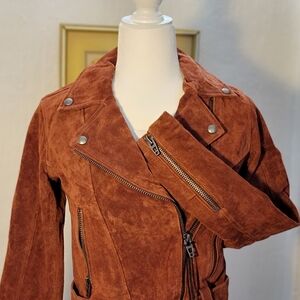 100% Leather Suede Revolve Blank NYC Moto Jacket Size XS NWT